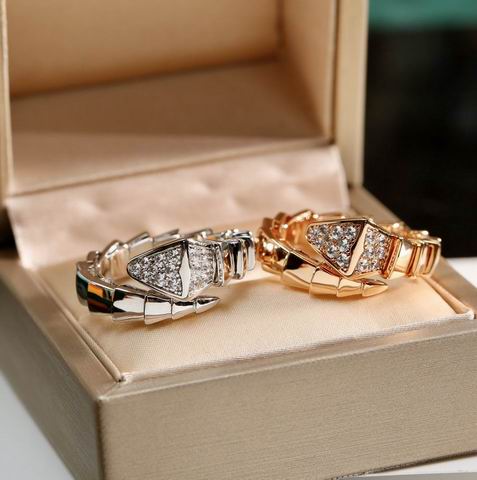 Snake-Scale Ring, Rose Gold Tone, Stone-Set