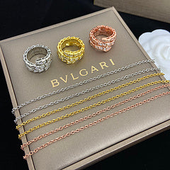 Snake-Scale Necklace, Rose Gold Tone, Stone-Set