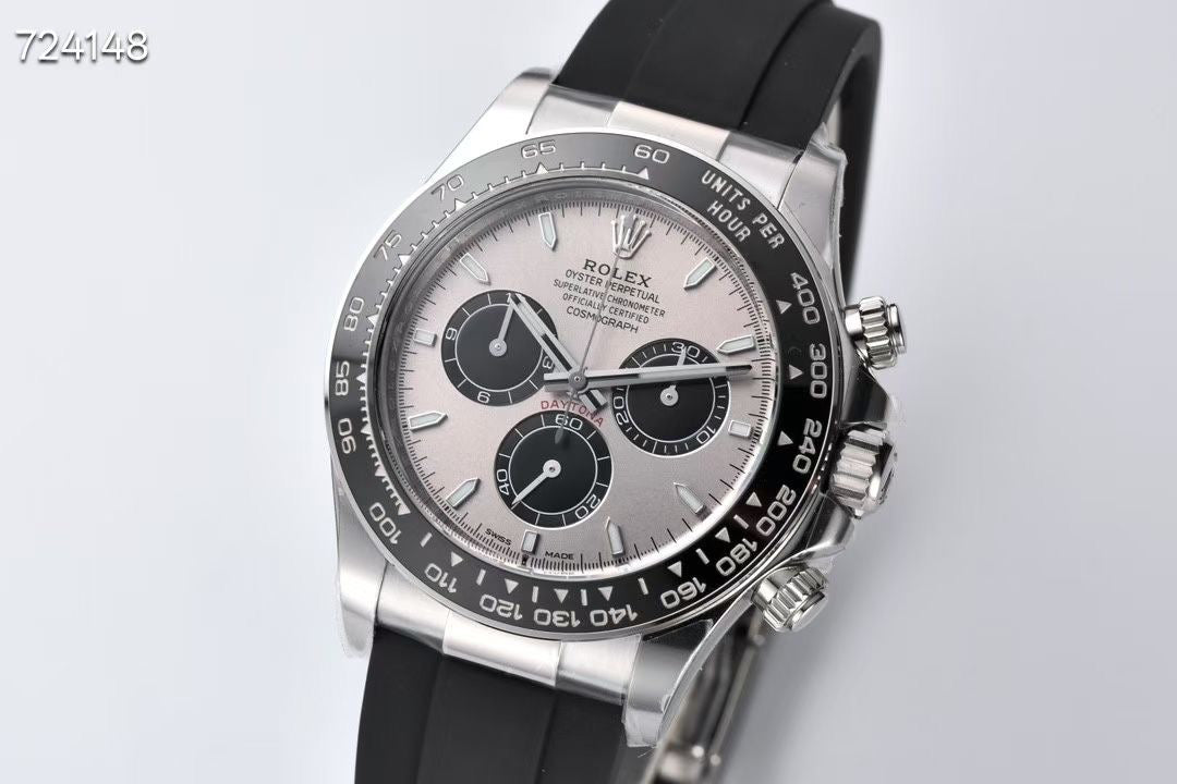 Chronograph Racing Watch, White Gold Tone, White, 40 mm