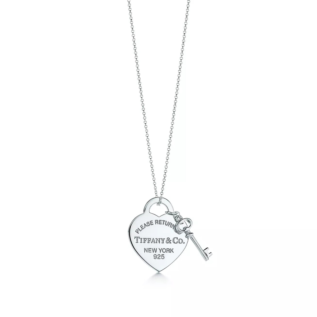 Pendant Necklace, White Gold Tone