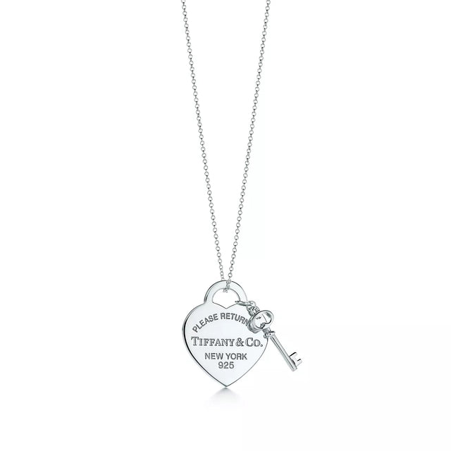 Pendant Necklace, White Gold Tone