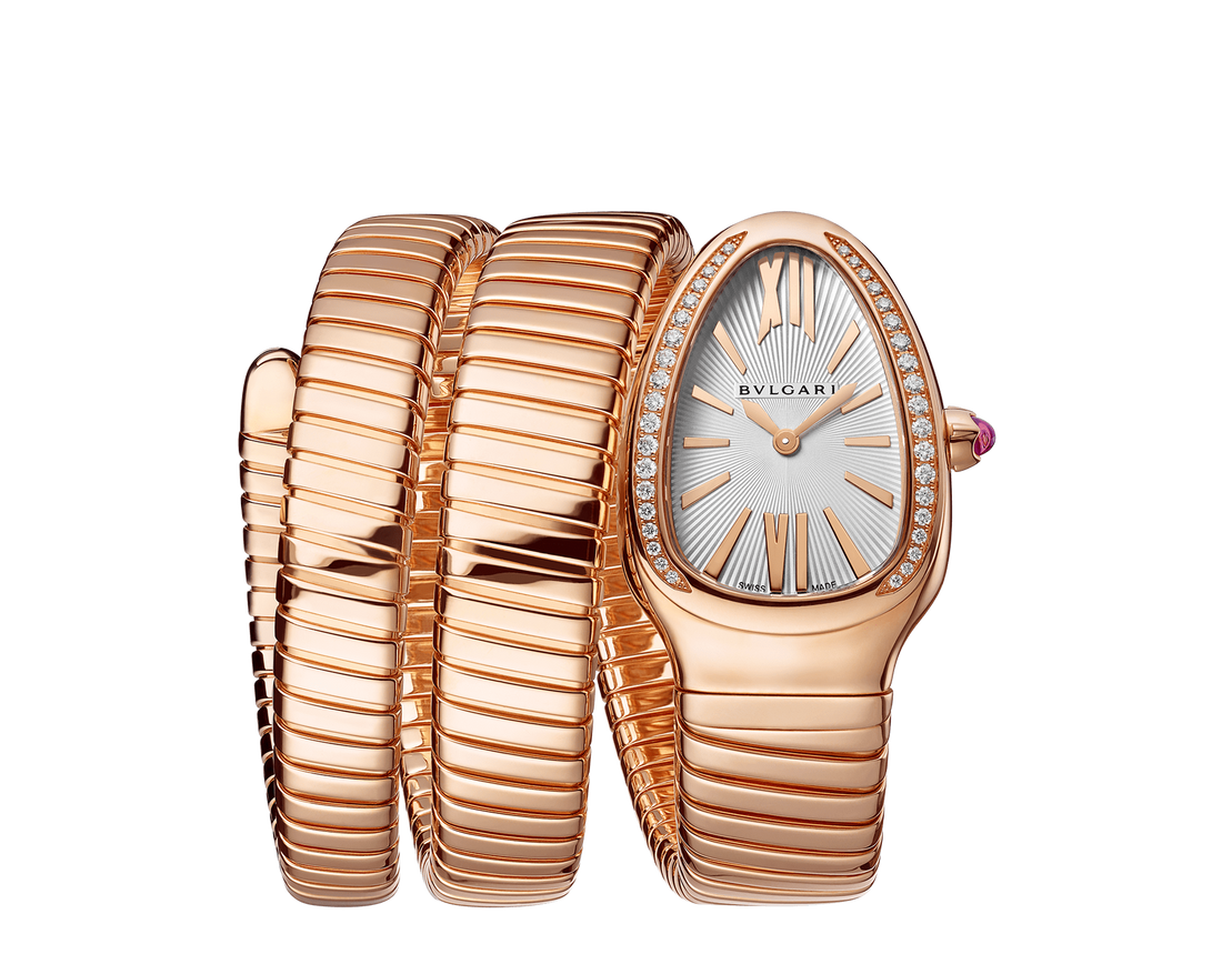 Coiled Band Watch, Rose Gold Tone, Stone-Set, 35 mm, Size S