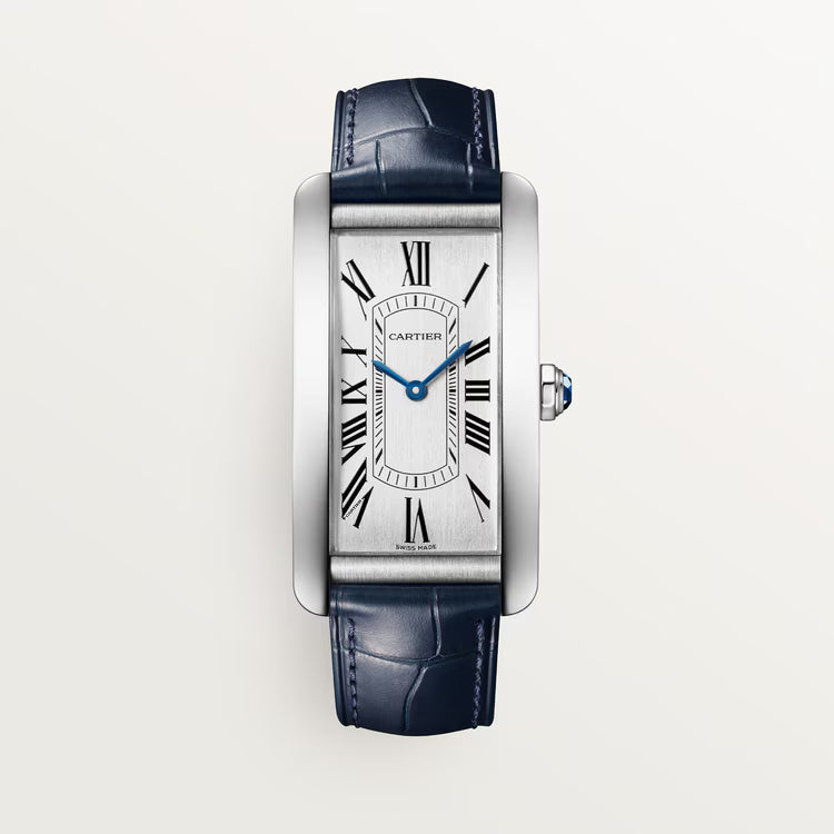 Rectangular Case Watch, White Gold Tone, White, Large Model