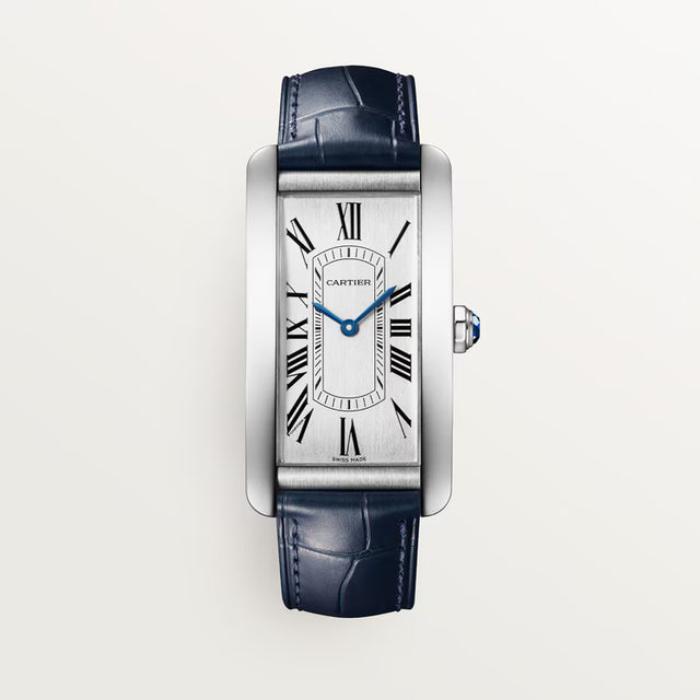 Rectangular Case Watch, White Gold Tone, White, Large Model