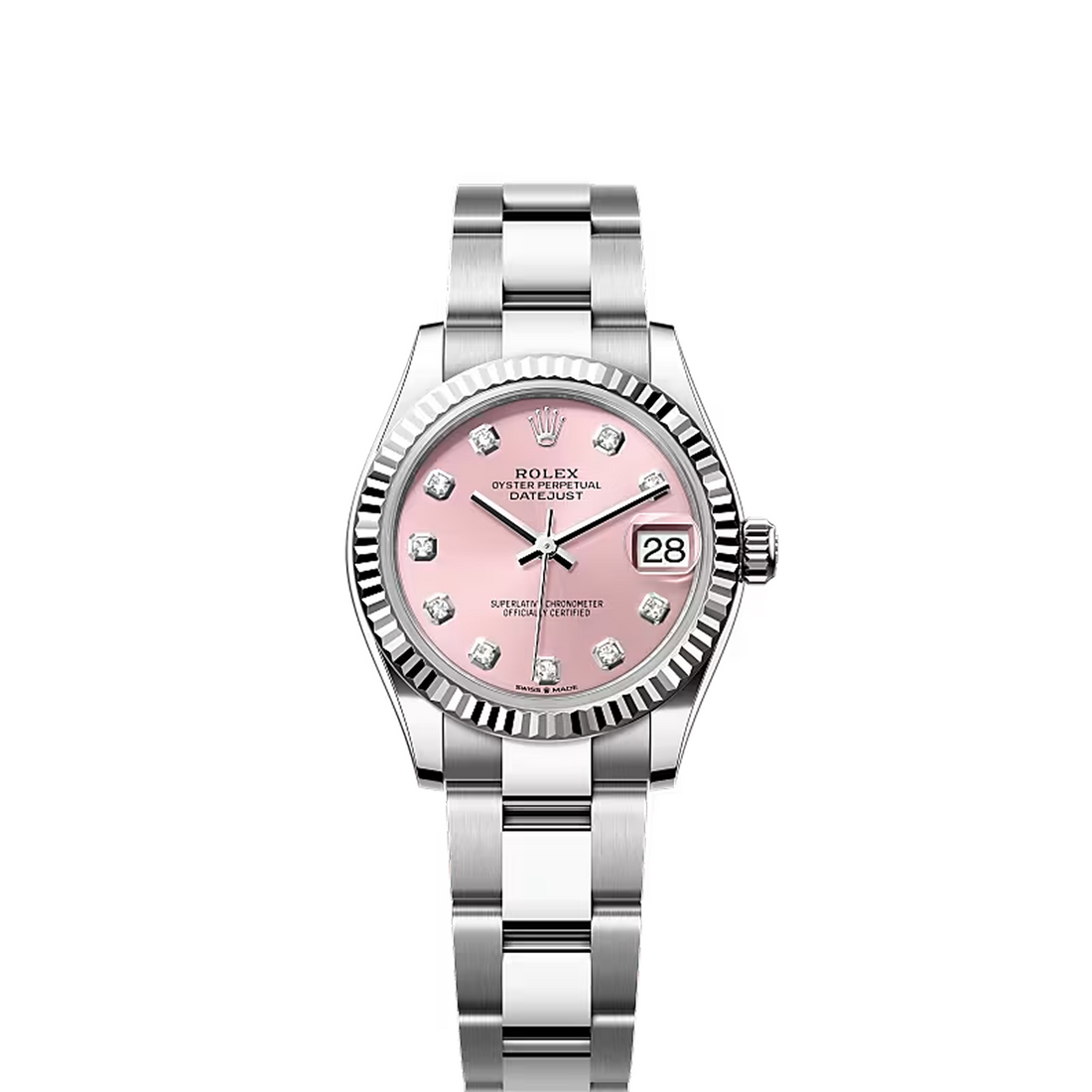 Classic Date Watch, White Gold Tone, Steel, White, 31 mm