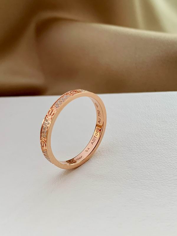 Screw-Motif Band Ring, Stone-Set, Rose Gold Tone