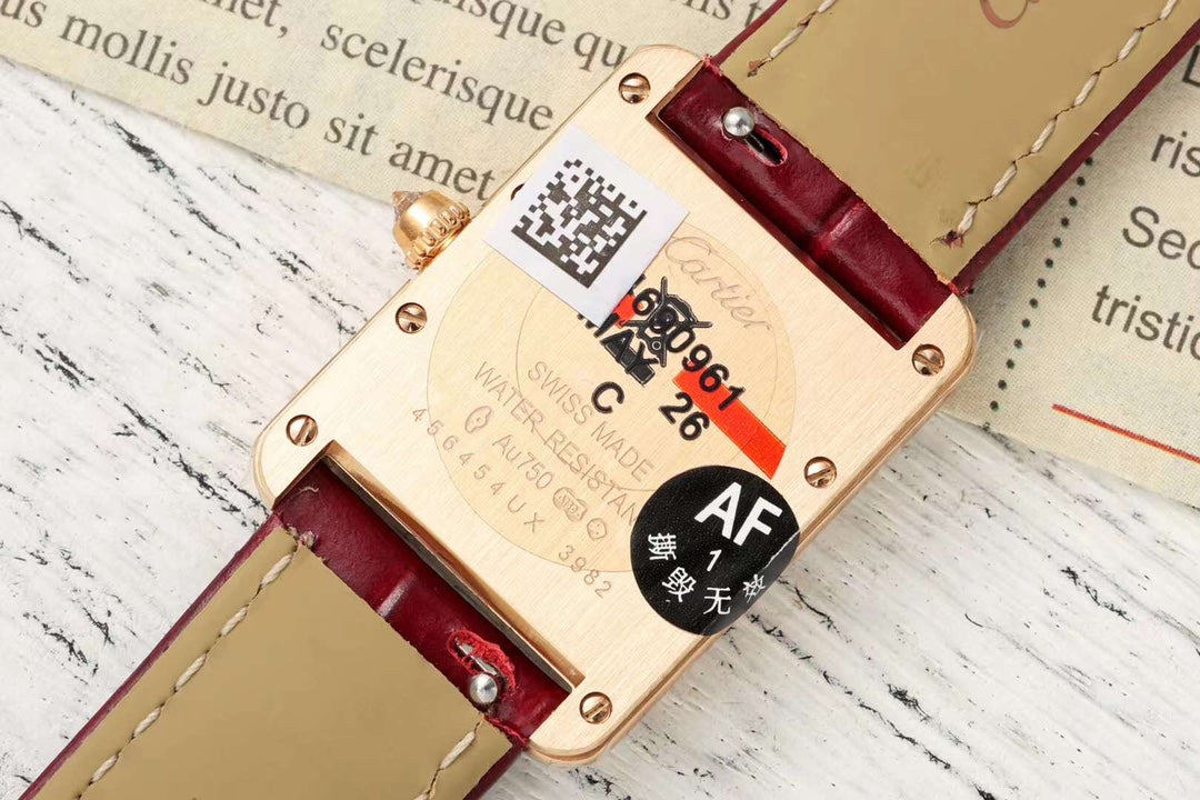 Rectangular Case Watch, Yellow Gold Tone, Stone-Set, Small Model