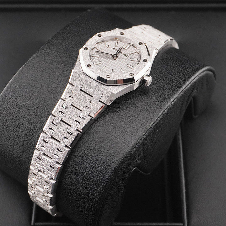 Octagonal Bezel Watch, White Gold Tone, White, 23 mm