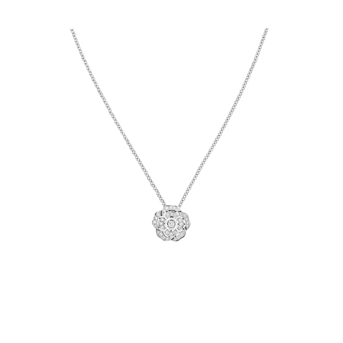 Chain Necklace, White Gold Tone