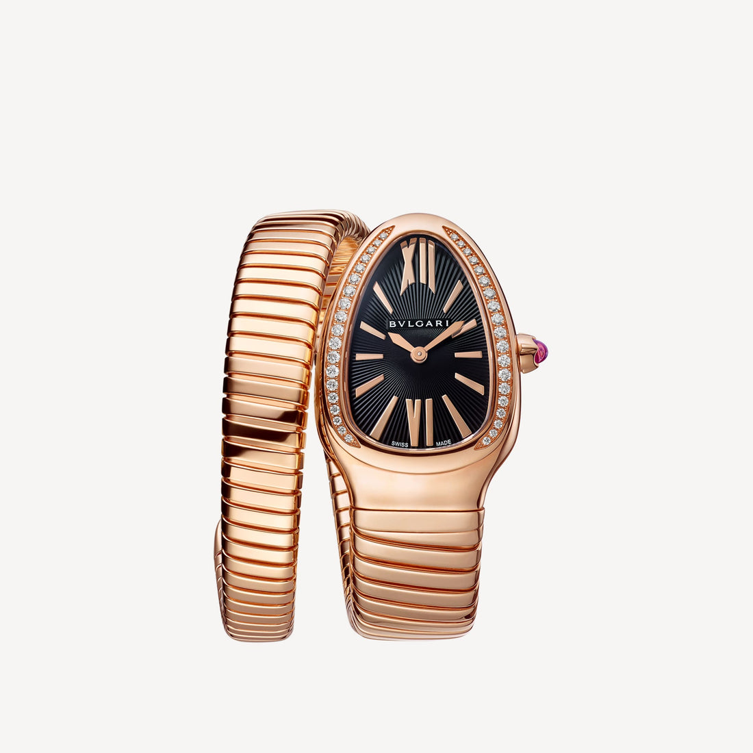 Coiled Band Watch, Rose Gold Tone, Stone-Set, 35 mm, Size S