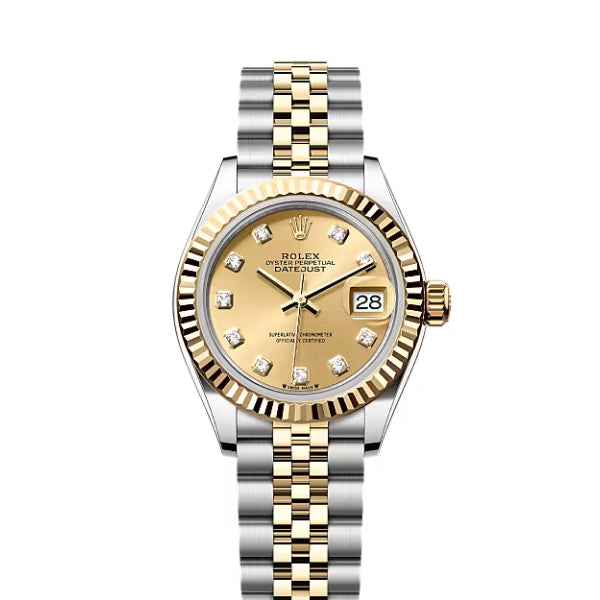 Classic Date Watch, Yellow Gold Tone, Steel, 28 mm