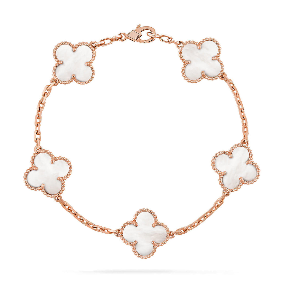 Quatrefoil 5 Motifs Bracelet, White Mother of Pearl