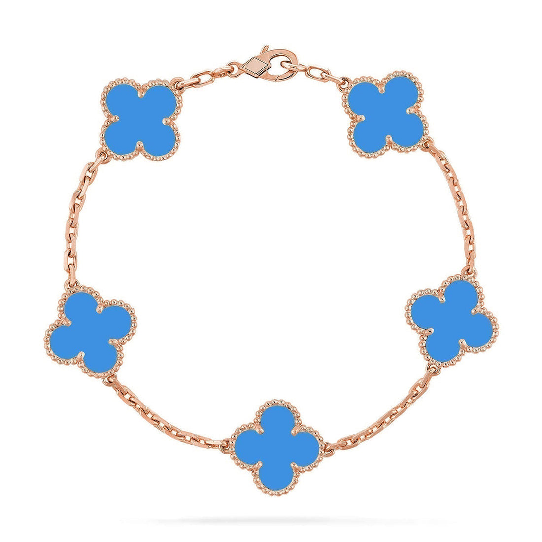 Quatrefoil 5 Motifs Bracelet, Blue Agate