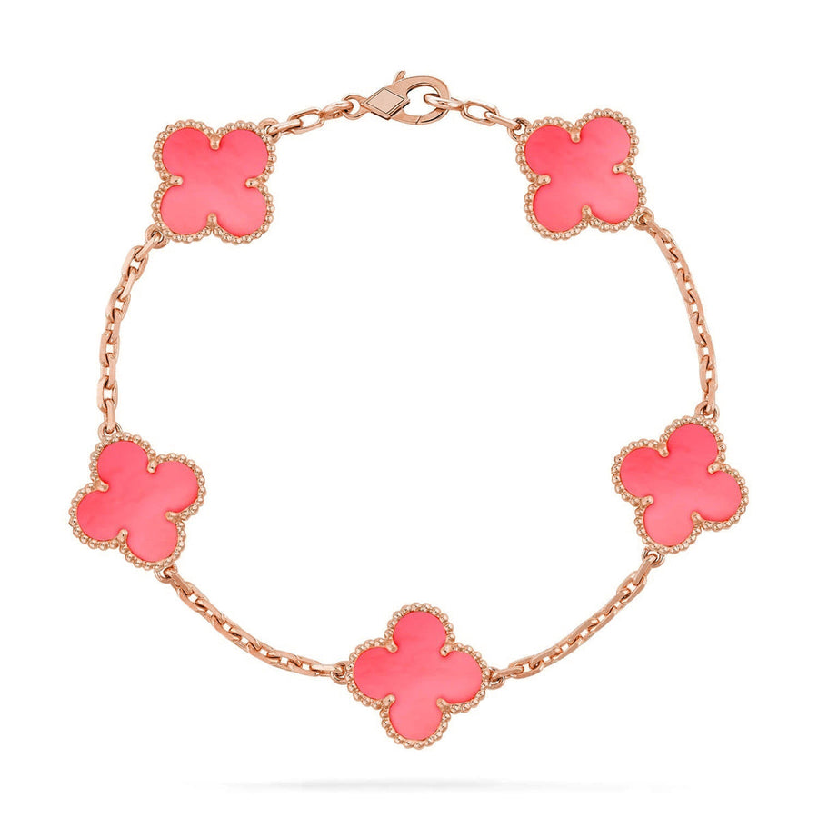 Quatrefoil 5 Motifs Bracelet, Pink Mother of Pearl