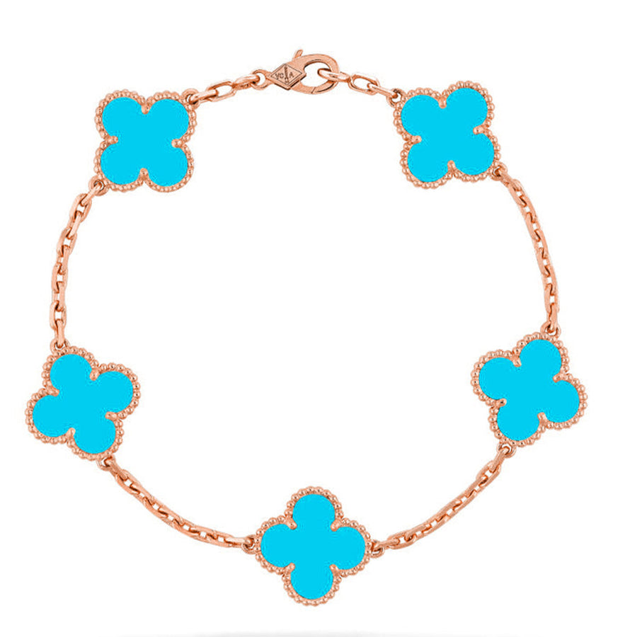 Quatrefoil 5 Motifs Bracelet, Turquoise