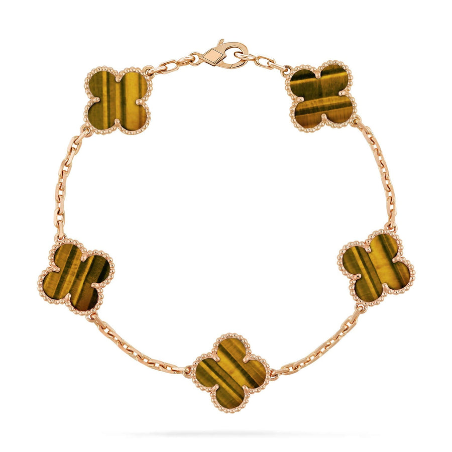 Quatrefoil 5 Motifs Bracelet, Tiger Eye