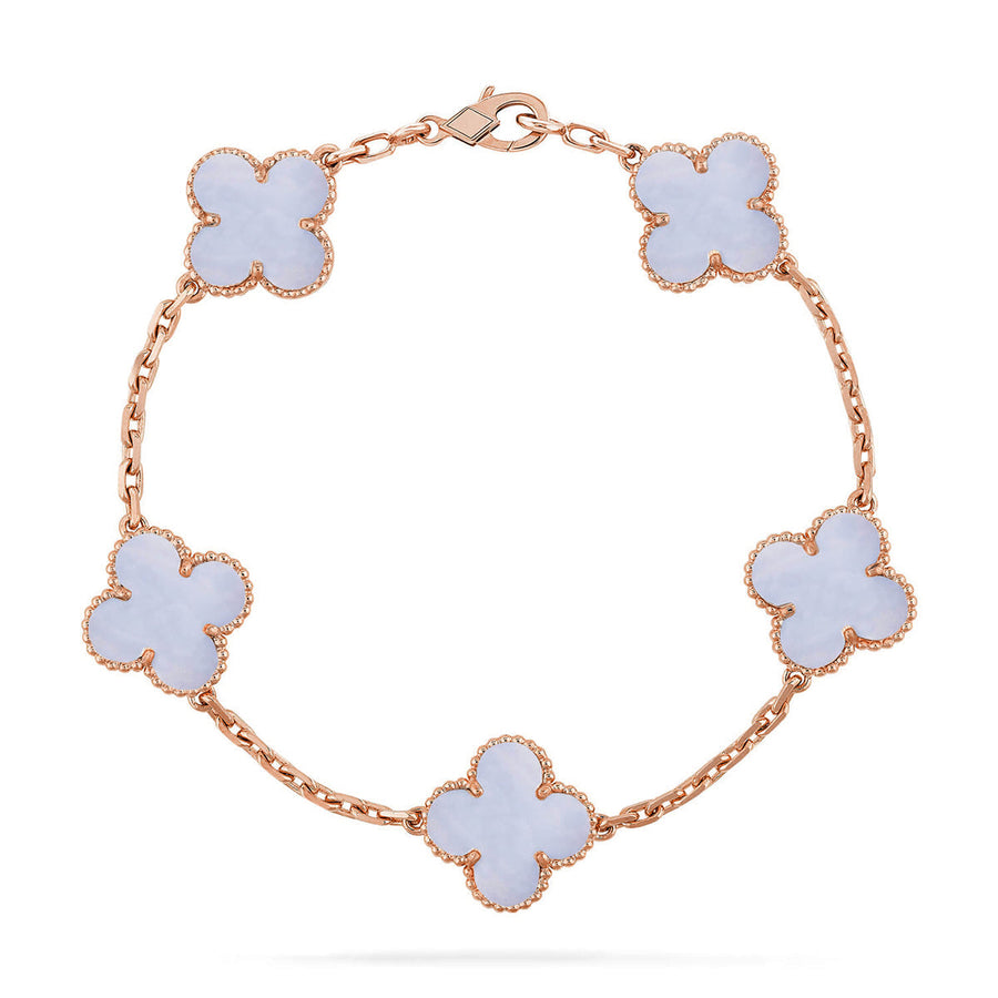 Quatrefoil 5 Motifs Bracelet, Purple Chalcedony