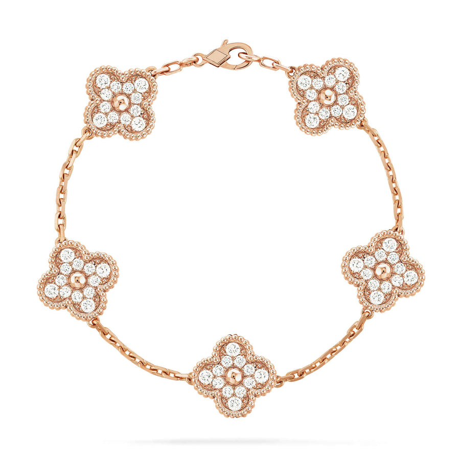 Quatrefoil 5 Motifs Bracelet, Pavé