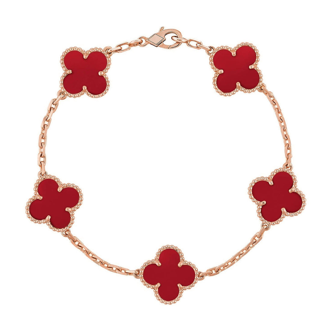 Quatrefoil 5 Motifs Bracelet, Red Carnelian