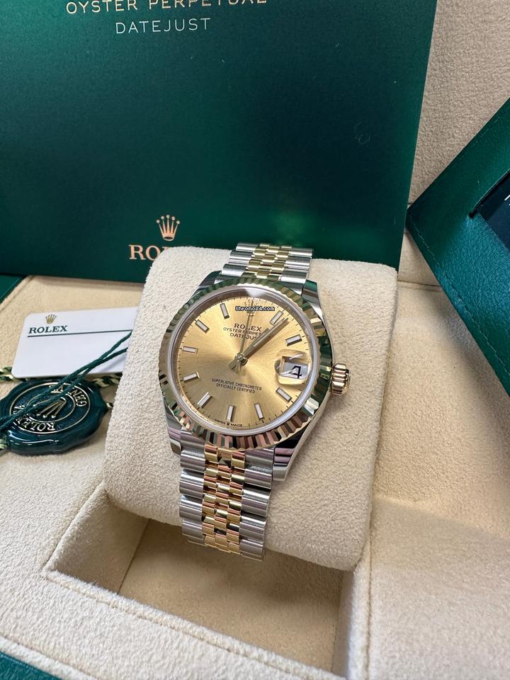 Classic Date Watch, Yellow Gold Tone, Steel, 28-36 mm