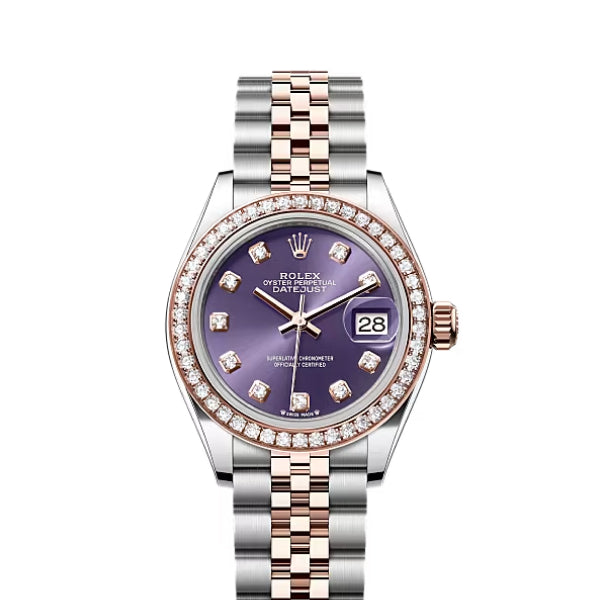 Classic Date Watch, Rose Gold Tone, Stone-Set, 28 mm