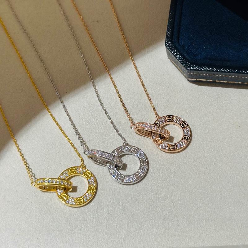 Screw-Motif Pendant Necklace, Stone-Set, Yellow Gold Tone