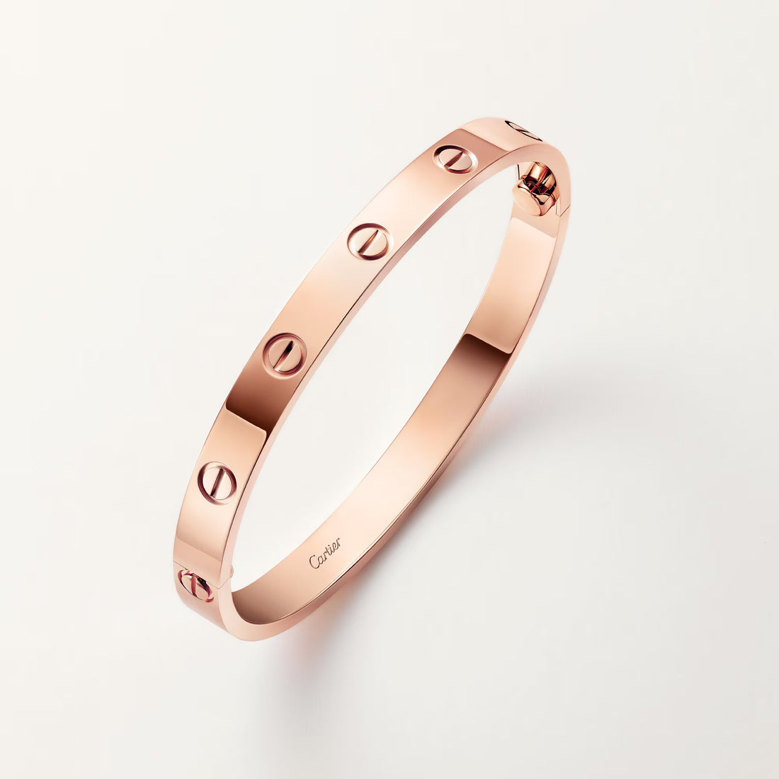 Screw-Lock Bangle Bracelet, 18K Rose Gold Plated, 6.1 mm