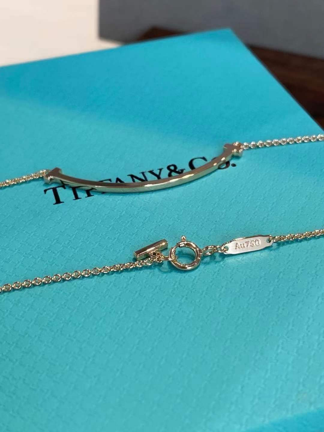 Smile Bar Pendant Necklace, Rose Gold Tone
