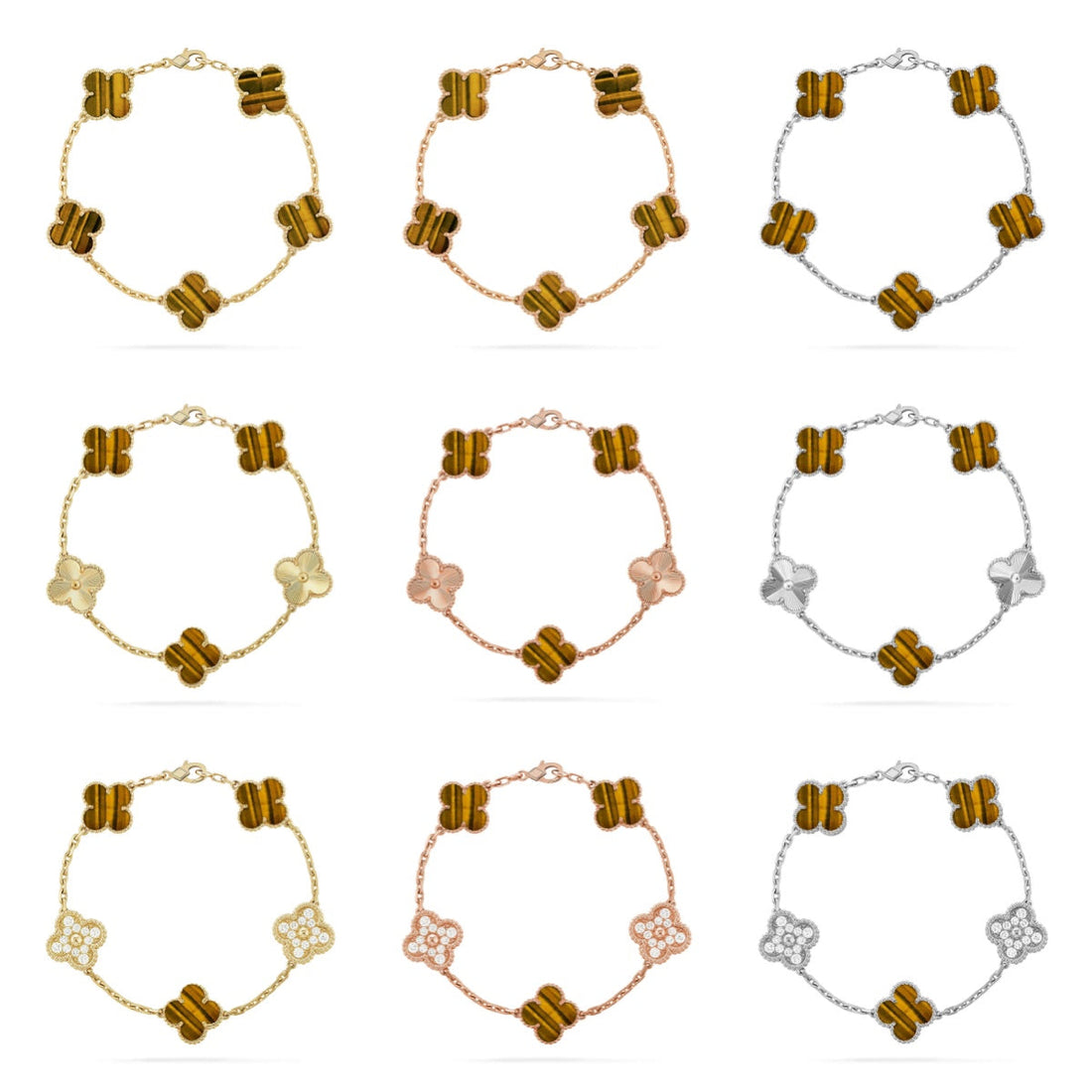 Quatrefoil 5 Motifs Bracelet, Tiger Eye