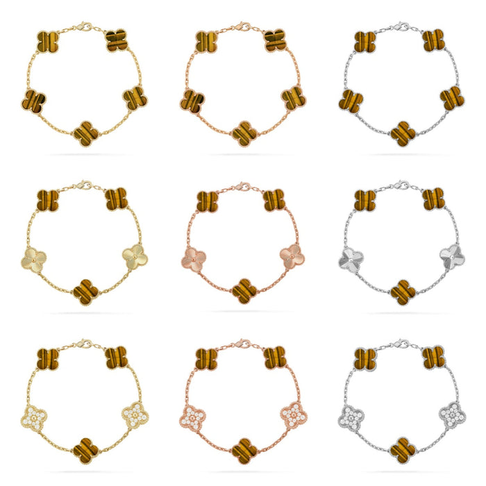 Quatrefoil 5 Motifs Bracelet, Tiger Eye
