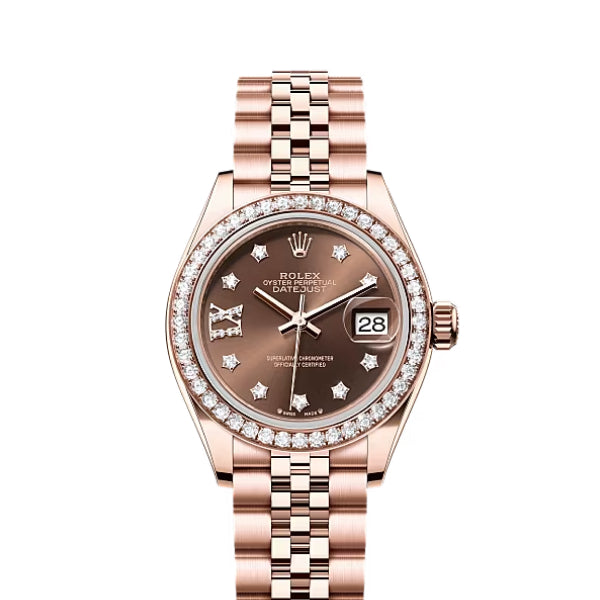 Classic Date Watch, Rose Gold Tone, Stone-Set, 28 mm
