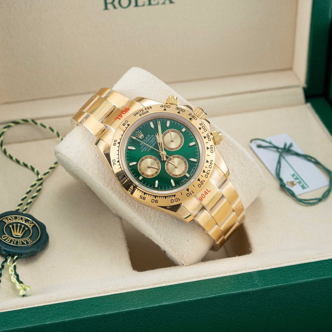 Chronograph Racing Watch, Yellow Gold Tone, 40 mm