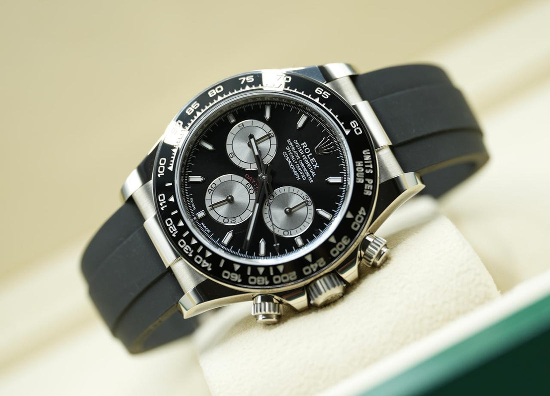 Chronograph Racing Watch, White Gold Tone, White, 40 mm