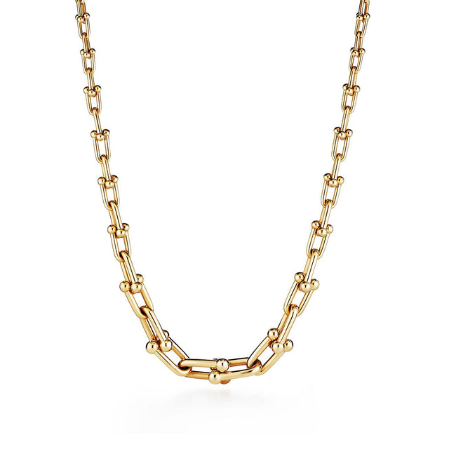 Graduated Link Necklace, 18K Yellow Gold Plated, 18"