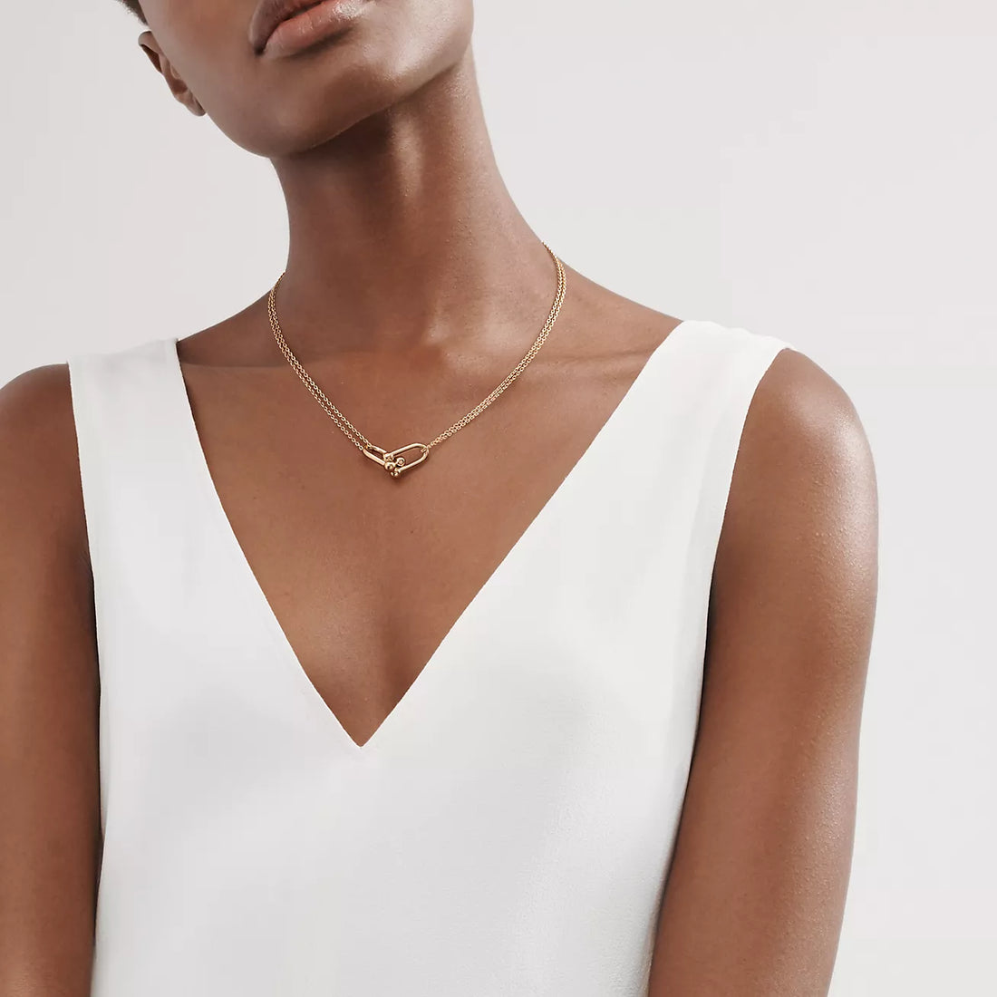 Link Pendant Necklace, Yellow Gold Tone