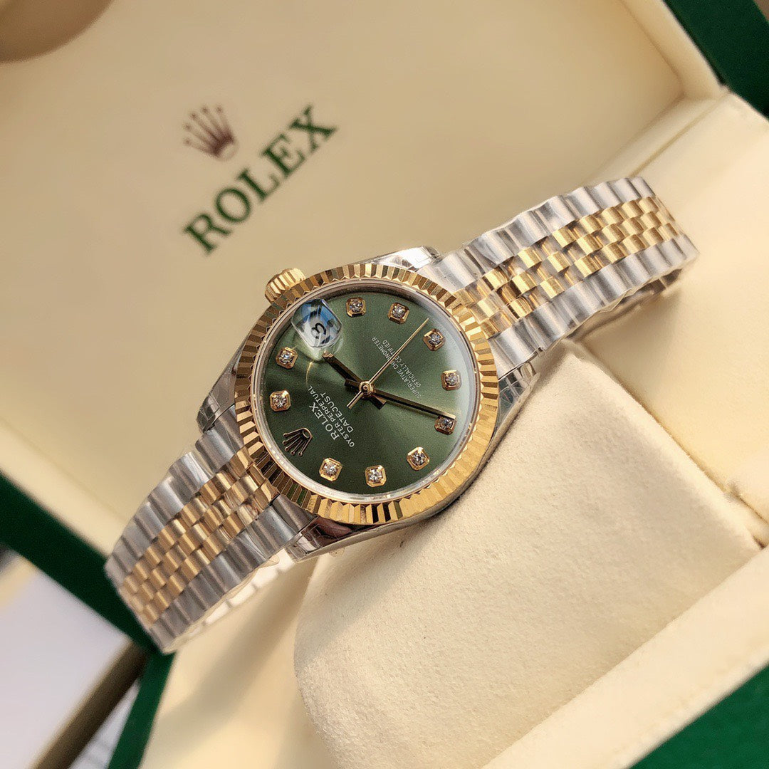 Classic Date Watch, Yellow Gold Tone, Steel, 31 mm