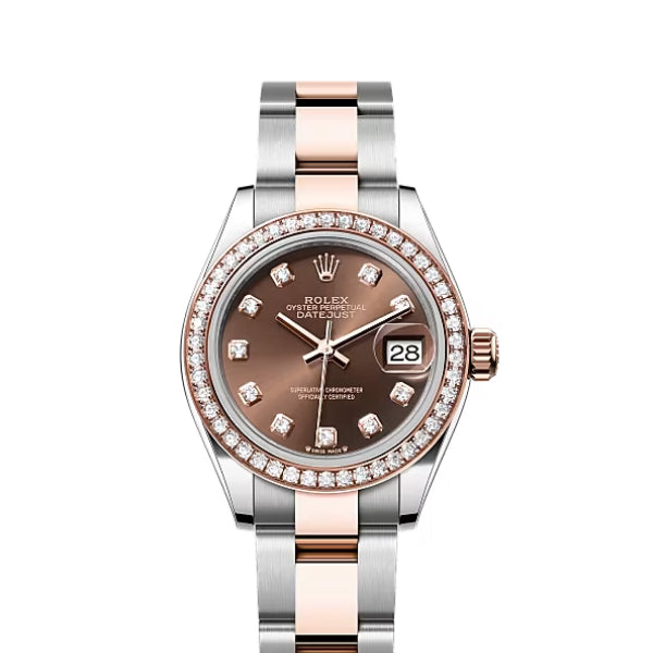 Classic Date Watch, Rose Gold Tone, Stone-Set, 28 mm