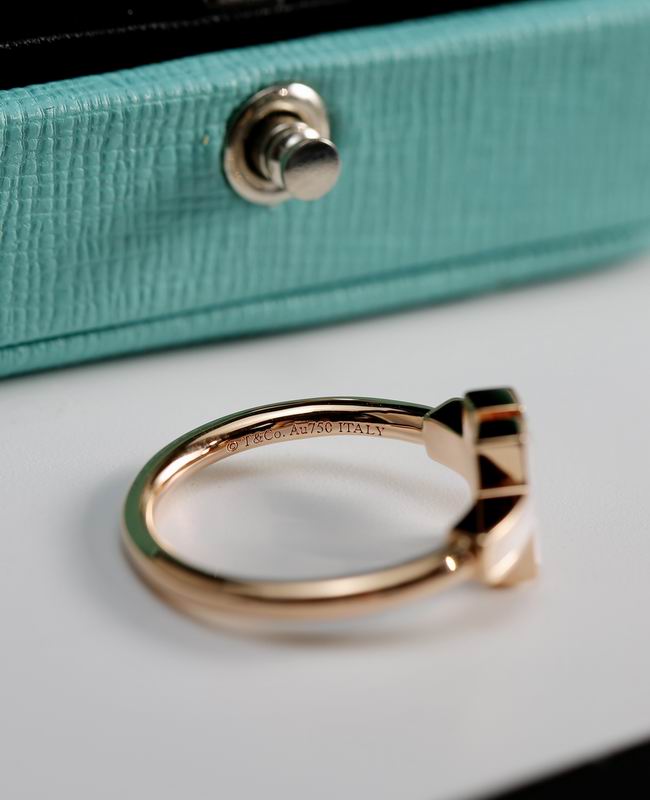 T-Motif Ring, Stone-Set, Rose Gold Tone
