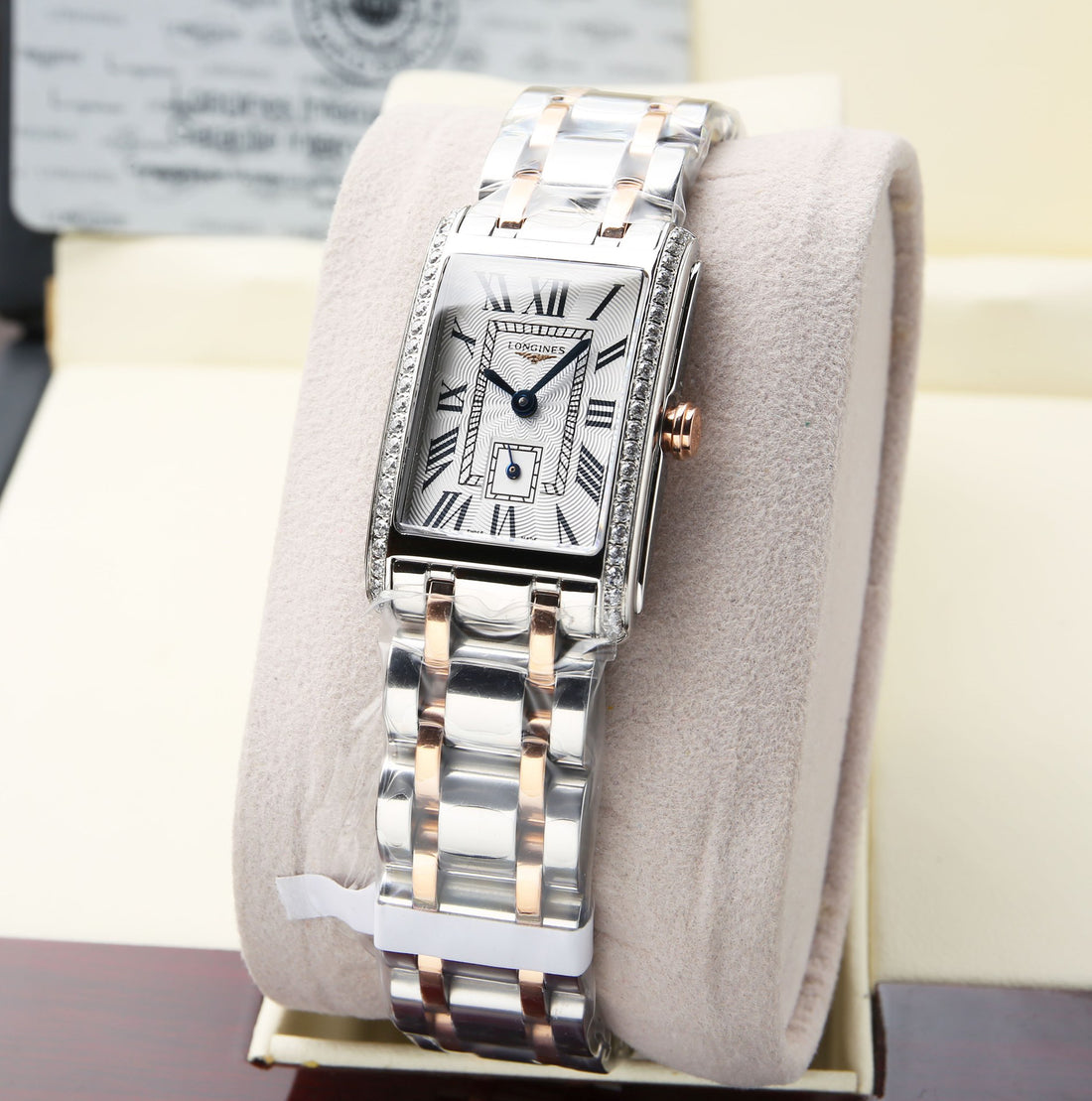 Rectangular Case Watch, 18K, Rose Gold Tone, Steel