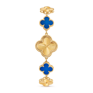 Quatrefoil Dial Watch, 18K, Yellow Gold Tone, Agate