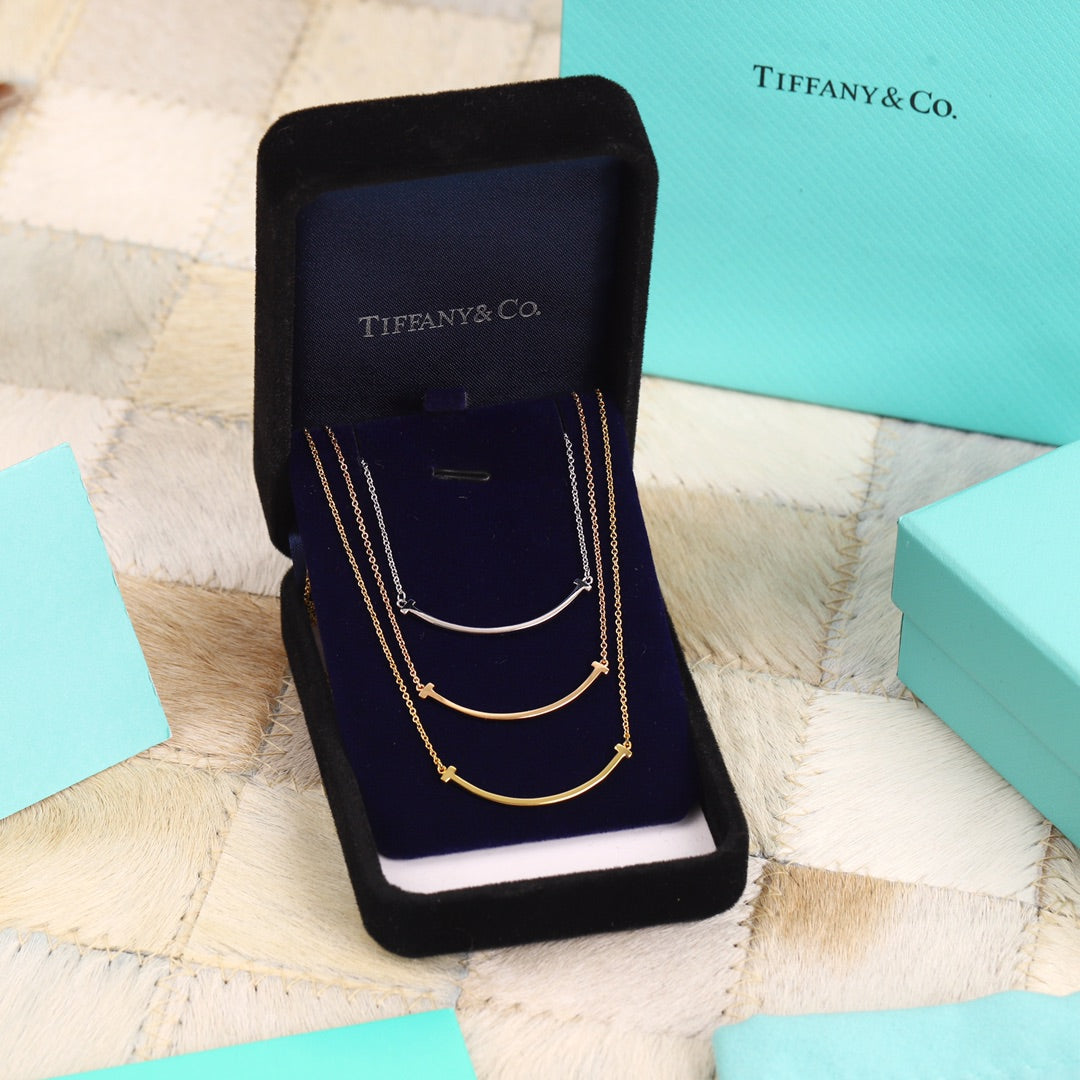 Smile Bar Pendant Necklace, Rose Gold Tone