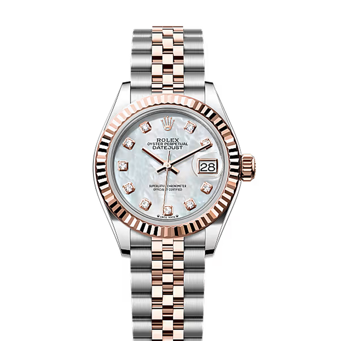 Classic Date Watch, Rose Gold Tone, Steel, 28 mm