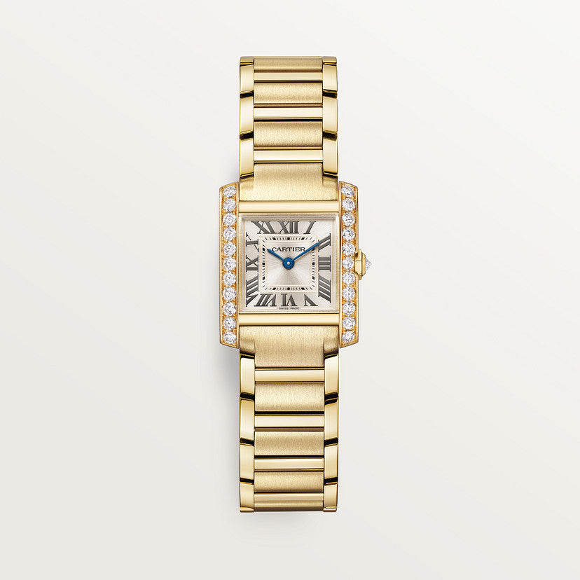 Rectangular Case Watch, Yellow Gold Tone, Stone-Set, Small Model