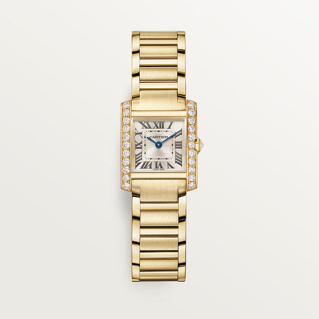Rectangular Case Watch, Yellow Gold Tone, Stone-Set, Small Model