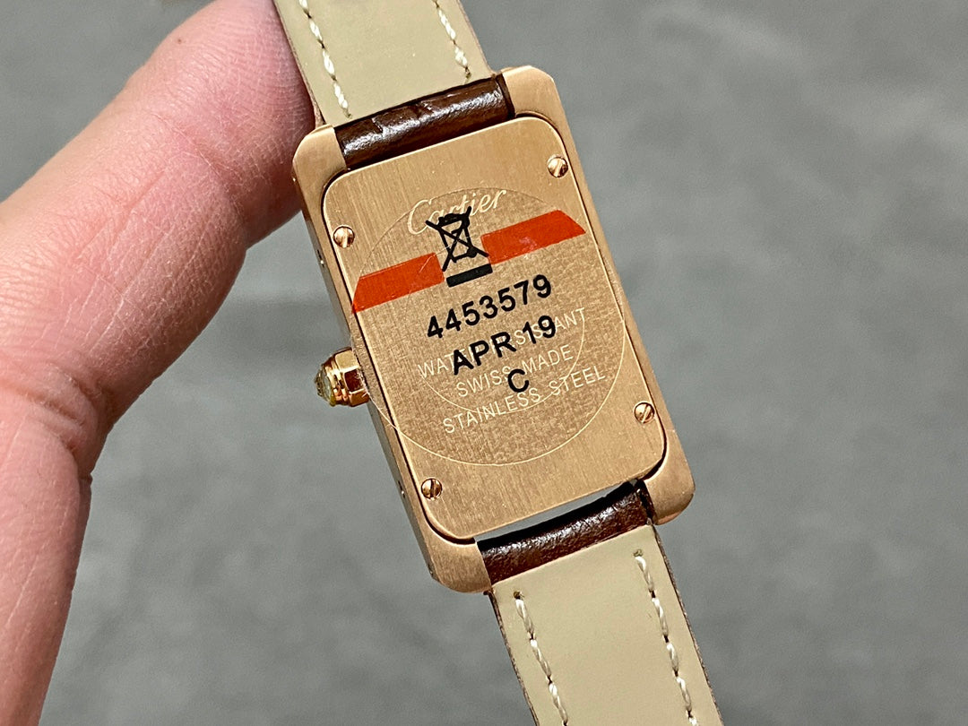 Rectangular Case Watch, Yellow Gold Tone, Stone-Set, Mini Model