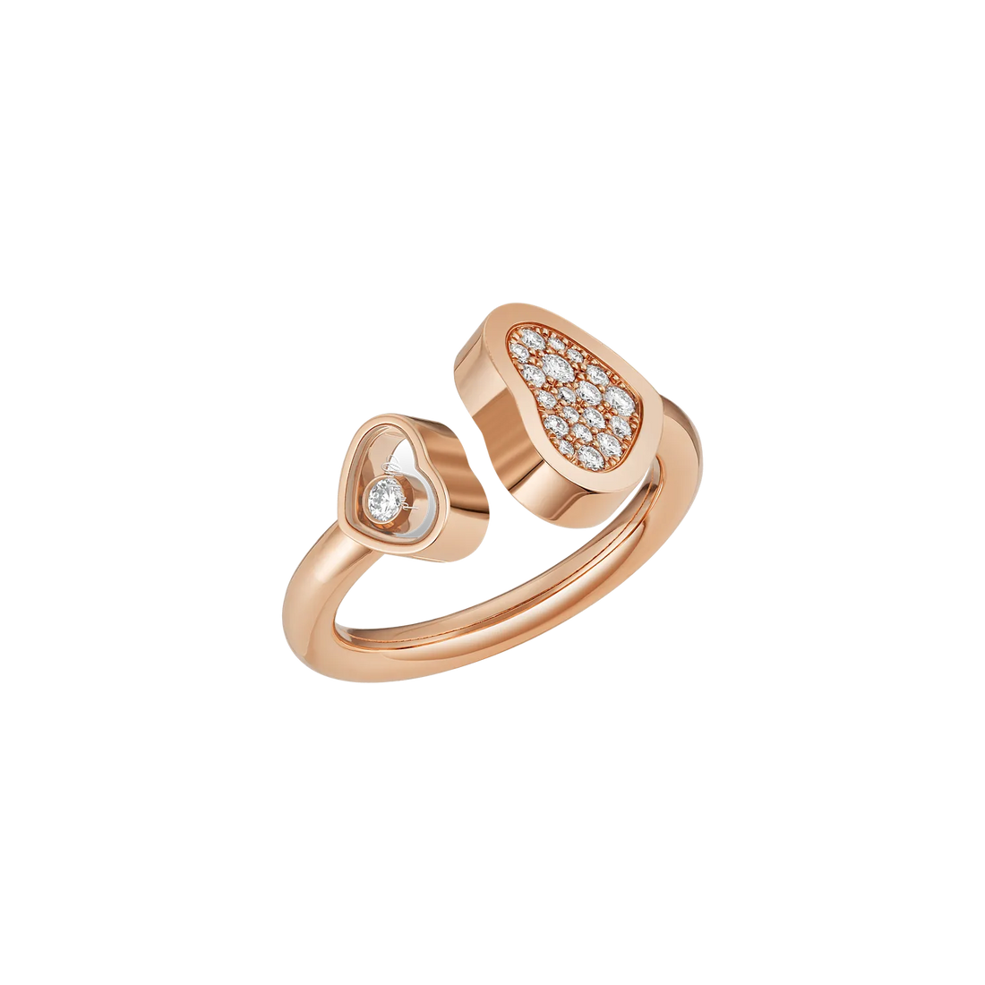 Floating Heart Ring, Rose Gold Tone, Stone-Set