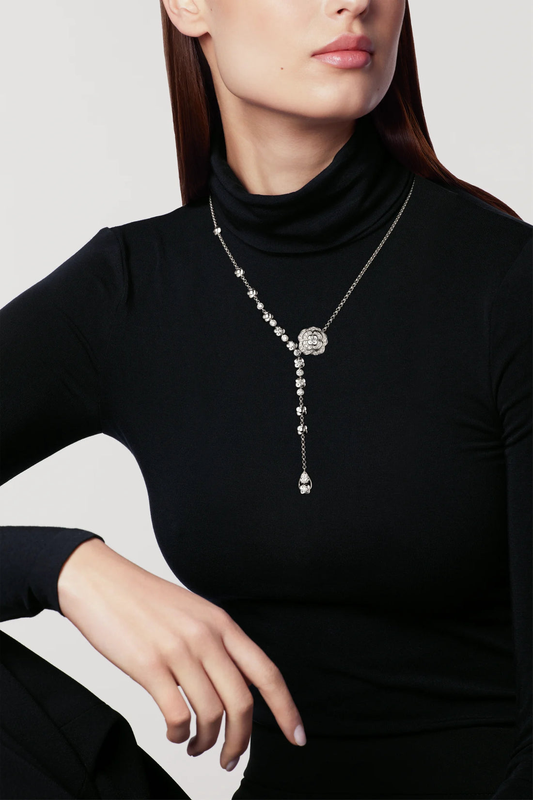 Chain Necklace, White Gold Tone