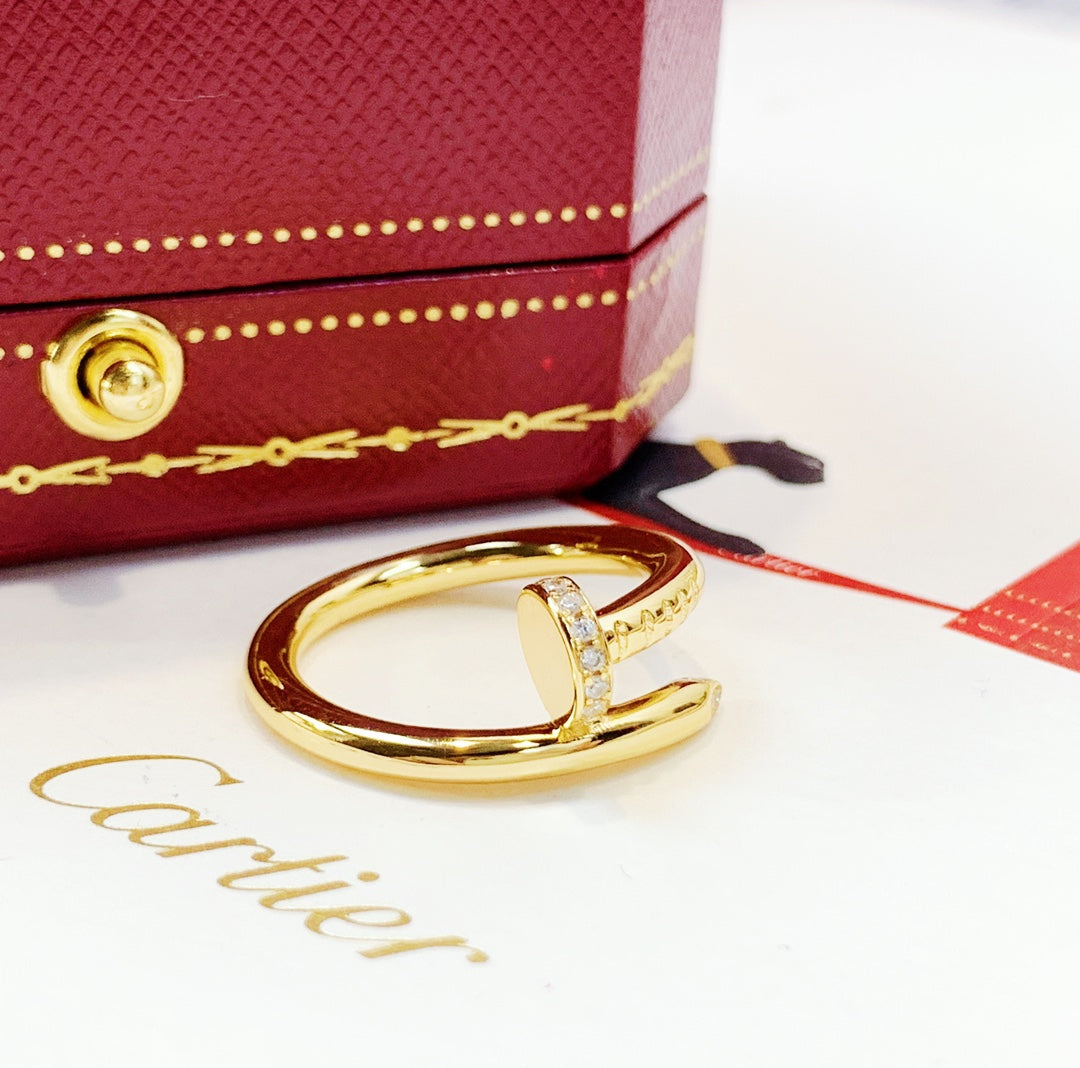 Wrapped Nail Ring, Stone-Set, Yellow Gold Tone