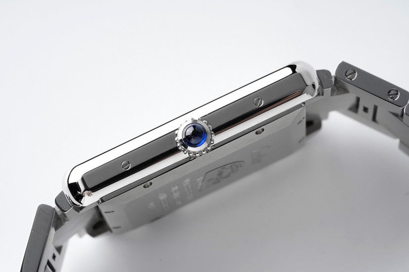 Rectangular Case Watch, White Gold Tone, White, Extra Large Model
