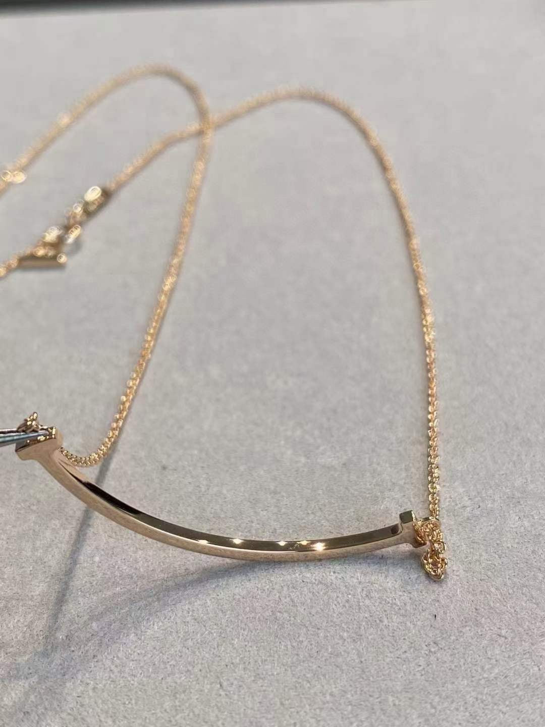 Smile Bar Pendant Necklace, Rose Gold Tone